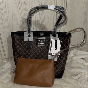 Nine West Black and Tan Tote Bag Set